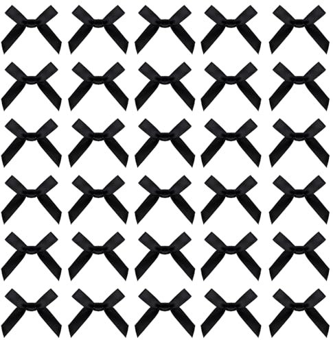 100 Stück Schwarze Schleife Kleine Schleifen Schleifenband Mini Schleifen Zum Basteln Niedlich Klein Geschenkschleife Zum Nähen Verpacken Satinbandschleifen Für Basteln Nähen Geschenk Keks Bonbontüten