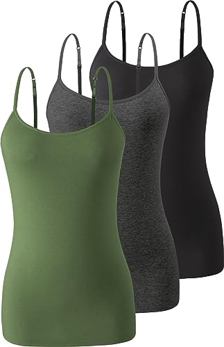 Komfokore 3 pezzi Canottiera da donna con reggicalze in cotone canotta regolabile Spaghetti Strap Top
