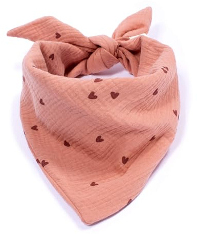 Hundehalstuch FELLSOCKE Herzen Rosa-Rot – Hunde Bandana aus Musselin, groß
