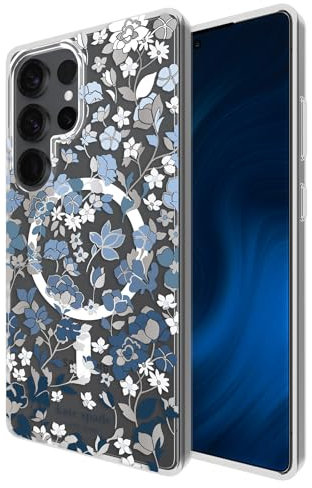 Kate Spade New York Samsung Galaxy S25 Ultra Case - [Magnetic and Wireless Charging] - Designer Phone Case - Flowerbed Blue Gems