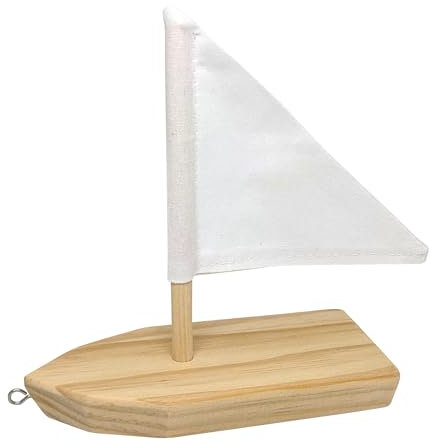 Pebaro 474 Holzbauset Jolle, Boot zum Zusammenbauen und Bemalen, basteln mit Holz, Geschenkidee für Kinder, beige