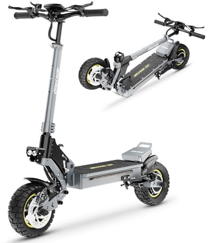 Ealirie Electric Scooter 15Ah Battery 10'' Fat Tire for Adults Teens, Multi-Shocking Proof, 500W Motor, 30-50KM Range, Max Speed 25KM/H, Folding E Scooter Front + Rear Safe brake