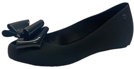 Women's Flat Bow Jelly Office Work School Slip On Comfy Ballerina Shoes (Black, UK Footwear Size System, Adult, Women, Numeric, Medium, 5)