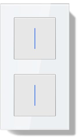 BSEEDLIFE Lichtschalter Unterputz 1 Fach 2 Weg+1 Fach 2 Weg，Doppelt 86 * 157mm Modern Wandschalter mit Glasrahmen, Taste Schalter Einfache Montage，Lichtschalter mit Indikator Weiß