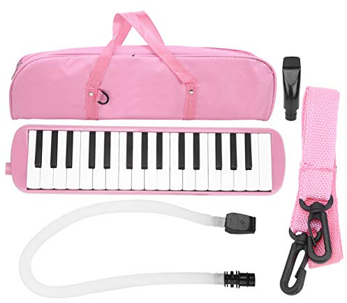 Nurnesy Melodica 32 Key Wind Piano Harmonica Keyboard -Instrument für Anfänger mit Kornett -Mundstück Compact Design Haltbares Beutel Abs Material (P1nk)