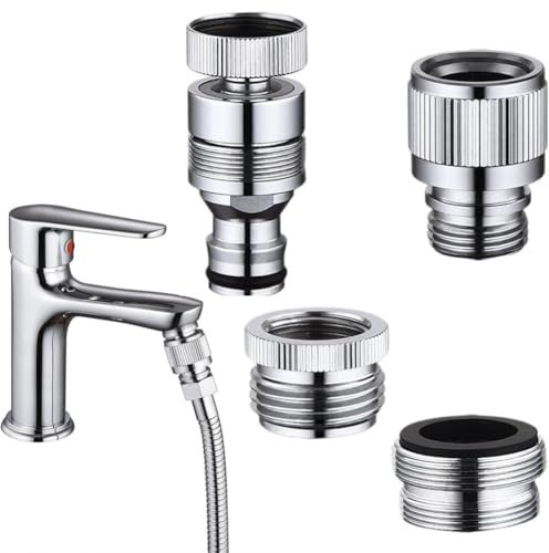 CTDWNT Lot de 4 connecteurs rapides pour robinet d'évier de cuisine, adaptateur de tuyau d'arrosage pour salle de bain, cuisine, tuyau de douche, tuyau de jardin, adaptateur de raccord à pression pour