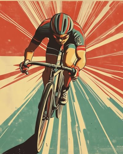 Malen Nach Zahlen Erwachsene Mann auf einem Rennrad (2) DIY handgemaltes Ölgemälde Set für Anfänger und Erwachsene, Acrylfarbe, Kindergemälde, Kreative Heimdekoration, Geschenk, Weihnachten