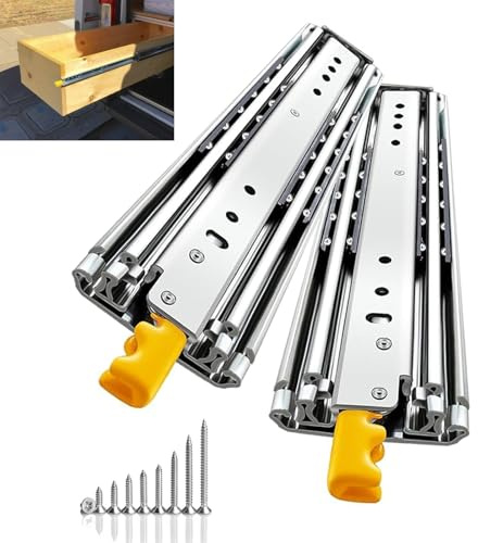 Schwerlast-Schubladenschienen mit Schloss, 76 mm B Vollauszug Kugellager Schubladenführungen – Bis 220 Kg Tragkraft, 250 – 2000 mm Verzinkt Stahl Schubladenauszüge Seitenmontage 1 Paar(1600mm)