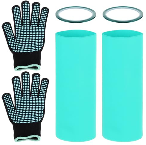 YOKIVE 1 Set Sublimation Tumblers Sleeves Kit with Tapes and Gloves, Heat Resistant Silicone, Great for 20 Oz Skinny Blank Cup (Green, 2.95-Inch)