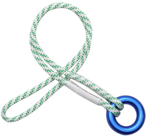 6mm Prusik Loop Cord, Pre-Sewn Prusik Cord Double Braid Rope with Rappel Ring, Polyester Aramid Construction 12kN Load Capacity, Zero-Slip Grip (50cm/19.7inches,White)