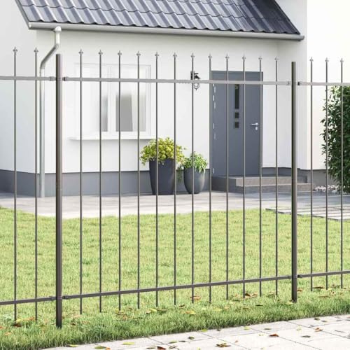 Clôture de jardin grise - 15,3 x 2 m - Clôture en acier revêtu par pulvérisation pour l'extérieur - Résistante aux UV et à l'eau - Design industriel - Panneau de jardin durable