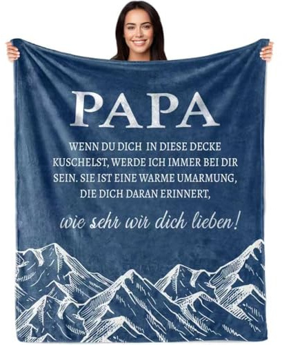 Asseourc Geschenk für Papa, Umarmung Decke Geschenke für Vater, Beste Papa Geschenk von Tochter und Sohn zum Geburtstag Weihnachten