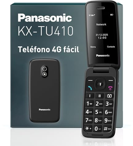 Panasonic KX-TU410EXB 2.4 Inch 4G Flip Mobile Phone, SOS Button, Bluetooth 5.0, HAC Compatible, Hands-Free Speakerphone, IP44, Black
