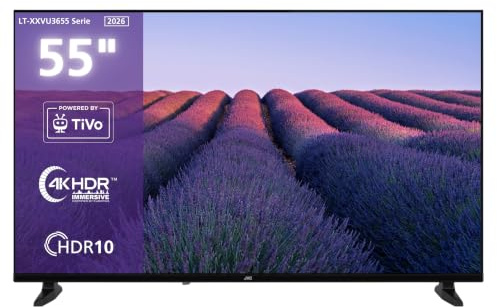 JVC LT-55VU3655 Fernseher 55 Zoll Smart TV (139 cm) mit 4K UHD Auflösung | powered by TiVo | Dolby Vision HDR | HDMI 2.1 ALLM | Dolby Audio | Frameless Design | Triple-Tuner DVB-C/-S2/-T2 | 2026
