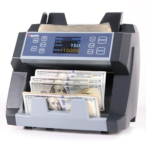 Cassida 6600 UV/MG – USA Business Grade Money Counter with UV/MG/IR Counterfeit Detection – Top Loading Bill Counting Machine w/ValuCount™, Add and Batch Modes – Fast Counting Speed 1,400 Notes/Min