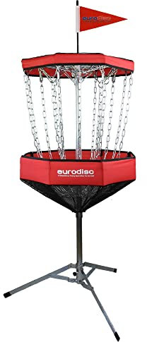 eurodisc Discgolf Korb CHAINWALKER Farbe: ROT Disc Golf Korb |Höhe: 140cm | Tragbar, mobil, leicht und zum Zusammenfalten | Inkl. Tragetasche