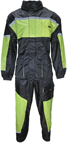 Motorrad Regenkombi Regenhose Regenjacke schwarz neon S-7XL