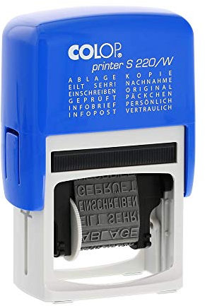 COLOP S220W Wortband-Stempel, 12 verschiedene Büro-Texte, Abdruckfarbe schwarz