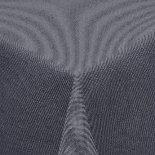 Textil Tischdecke Leinen-Optik 160x220cm oval mit Fleck-Schutz grau *abwaschbar* Farbe wählbar