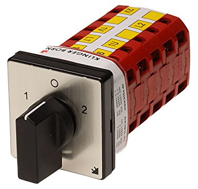 KlingerBorn KB-N16 Dahlander Hochleistungs-Nockenschalter 16A, 5-polig | 48x48mm Blende, schwarzes Design – Schaltwinkel 60° – Stellungen 1-0-2 – 400V/7,5kW – AC-3 – Made in Germany