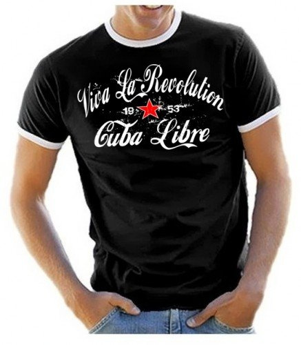 Coole-Fun-T-Shirts Herren Viva LA Revolution - Cuba Libre - Ringer T-Shirt schwarz, L