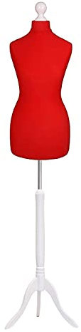 LUCCESI Schneiderpuppe | weibliche Büste M (36-38) | Bezug rot | Standfuss Weiss | Damen Schneiderbüste