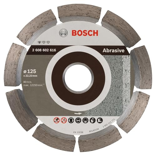 Bosch 1x Abrasive Diamond Cutting Discs, Bore 22.23 mm | for Lime and sand bricks, Ø 125 mm, Professional Accessory Small Angle Grinder