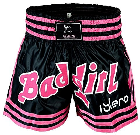 Islero Ladies Muay Thai Shorts Girls MMA Kick Boxing Martial Arts Women Fight Gear (X-Small)