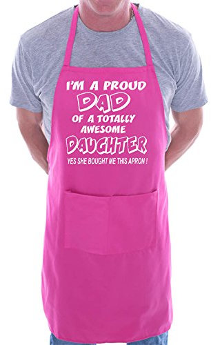 Print4U Proud Dad Of Awesome Daughter BBQ Cooking Funny Novelty Apron Pink