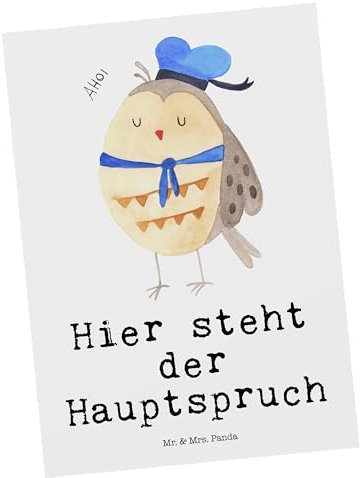 Mr. & Mrs. Panda Postkarte Eule Matrose - Geschenk, Kapitän, Owl, Ansichtskarten, Einladungskarte, Heimathafen, Freundin