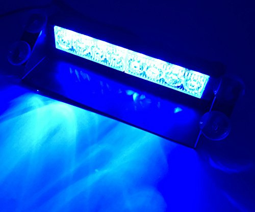 Hehemm - lampe stroboscopique d'avertissement d'urgence 8 LED pour pare-brise de voiture gyrophare (bleu)