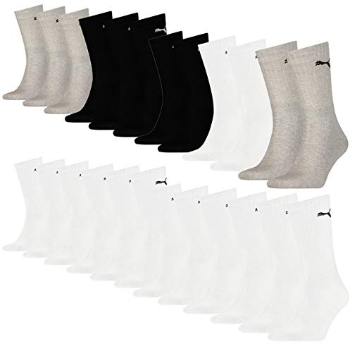 PUMA 18 Paar Sportsocken Tennis Socken Gr. 35-49 Unisex für sie und ihn Farbe:200 - black &