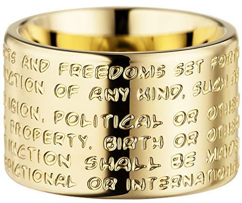 GILARDY GHR-R2YG17 Human Rights Ring R2 Edelstahl Gravur | Schmuck Menschenrechte (Yellowgold, 53 (16.9))