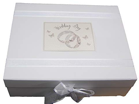 White Cotton Cards PWR2X Aufbewahrungsbox für Hochzeitsringe, groß, gemustert
