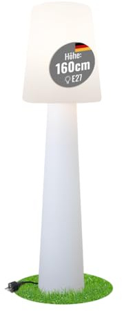 8 seasons LED Stehlampe No. 1, 160 cm (Weiß) - große Stehleuchte für außen | wetterfest IP44, LED austauschbar, E27-Fassung, warmweißes Licht, mit Strom, Gartenlampe, Designer Lampe, In- & Outdoor