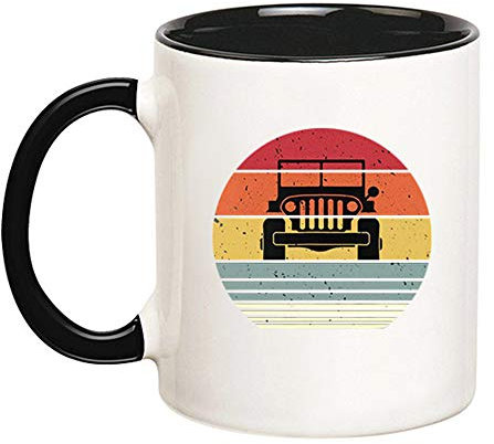 Mr.Fixed,Tasse mit Sonnenuntergang und Jeep-Aufschrift – Besitzer von Jeeps, 325 ml Keramik-Kaffeetasse, einzigartiges Geschenk.