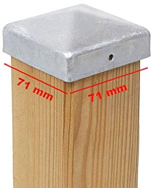 Lot de 7 capuchons de poteau pyramide 71 x 71 mm en acier galvanisé