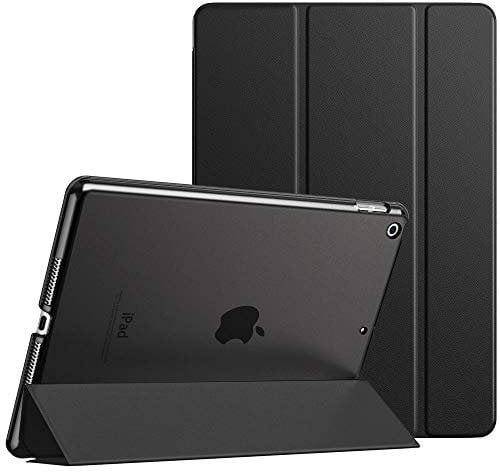 MoKo Hülle für Neu iPad 10.2 2019, PU Leder Tasche Schutzhülle mit Transluzent Rücken Deckel Auto Schlaf/Wach Funktion für iPad 7. Gen 10.2 2019 Tablet - Schwarz