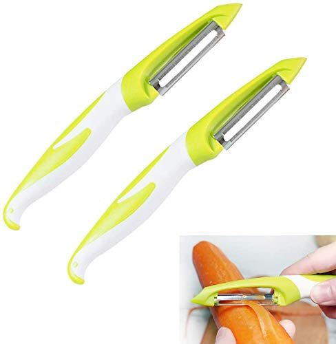 QitinDasen 2Pcs Professionell Pendelschäler Set, Gemüseschäler & Obstschäler, Kartoffelschäler, Karottenschäler, Universalschäler (Grün)