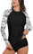BesserBay Damen Rash Guard Bademode UV Shirts Langarm Tankini UPF 50+ Schwarz Gr.- 40 EU/Large