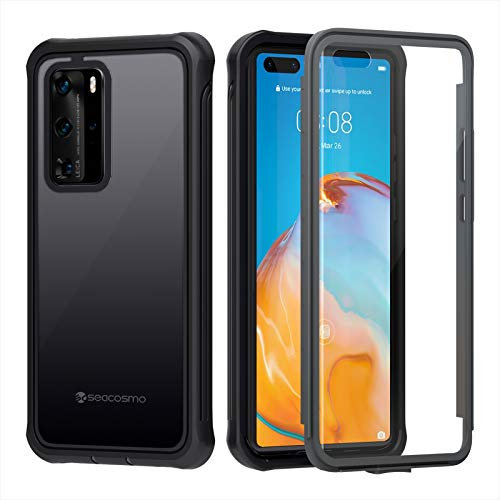 seacosmo Huawei P40 Pro Hülle, Stoßfest P40 Pro Handyhülle 360 Grad Rugged Case mit eingebautem Displayschutz, vollschutz schutzhülle für P40 Pro, Schwarz