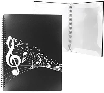 Musik-Themenordner, A4, 40 Taschen, wasserdichter Musikordner, Ordner-Organizer, für Klavier, Gitarre, Geige, Chor usw.