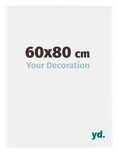 Your Decoration - Cadre photo 60x80 cm - Blanc Brillant - Cadre Photo en Plastique Avec Verre acrylique - Anti-Reflet - Cadre 60x80 - Evry