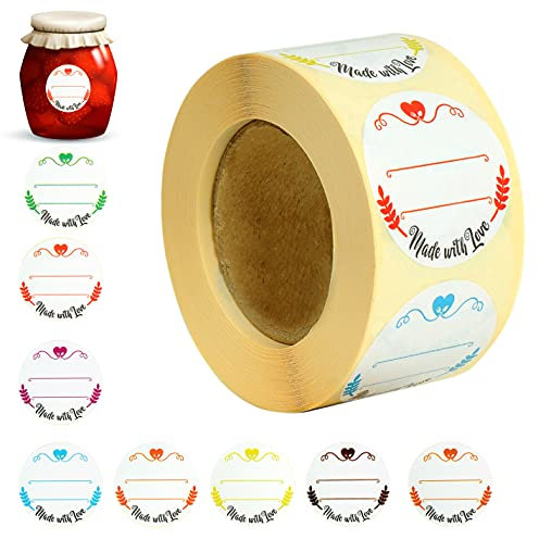 Seemy Etiketten Selbstklebend 500 Stück 4cm Ø - 8 Elegant Design/Farbe Aufkleber Zum Beschriften - Premium Gewürzetiketten für klebeetiketten zum beschriften, etiketten selbstklebend