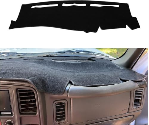 Dashboard Cover Mat Compatible with 1999-2006 Chevy Silverado/GMC Sierra,2000-2006 GMC Yukon XL/Chevy Tahoe Suburban Avalanche Dash Cover Mat Carpet Premium,Black