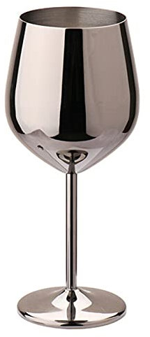 Copas de vino de acero inoxidable, 1 pieza de copa de vino tinto con mango de metal, irrompibles, para vino blancovino tinto, copas de cóctel, 500 ml, color plateado, copas de vino tinto, para