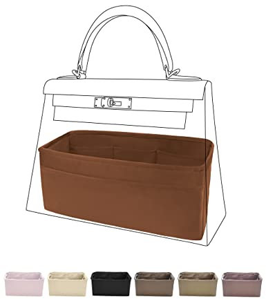 DGAZ Handtaschen Organizer Einsatz, Seide Innentasche für Hermes Kelly Pochette/Mini II/20/25/28/32/35/40 Taschen, Leicht Organizer Innentaschen (Gold, KL28)