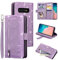 EYZUTAK Wallet Phone Case for Samsung Galaxy S10, Retro Matte 9 Card Holder Slots Zipper Pocket Case PU Leather Magnetic Closure Kickstand with Wrist Strap Shockproof Folio Flip Case - Purple
