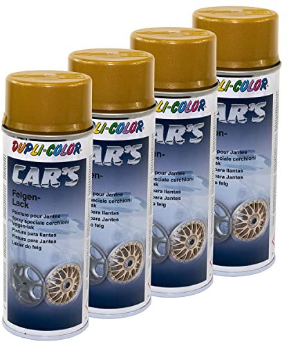 Car's Dupli Color 385902 Lot de 4 bombes de peinture pour jantes Doré 400 ml