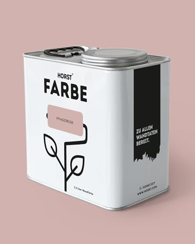 HORST Wandfarbe Pfingstrose 5L - Hochwertige Innen-Farbe - Hohe Deckkraft & Schnelltrocknend - Geruchsneutral - Spritz- & Tropffrei - 100% Natürlich - Rosa